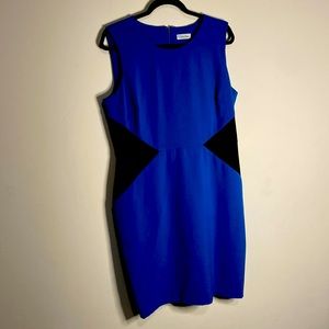 Bright blue and black cut outs Calvin Klein dress lined inside sleeveless